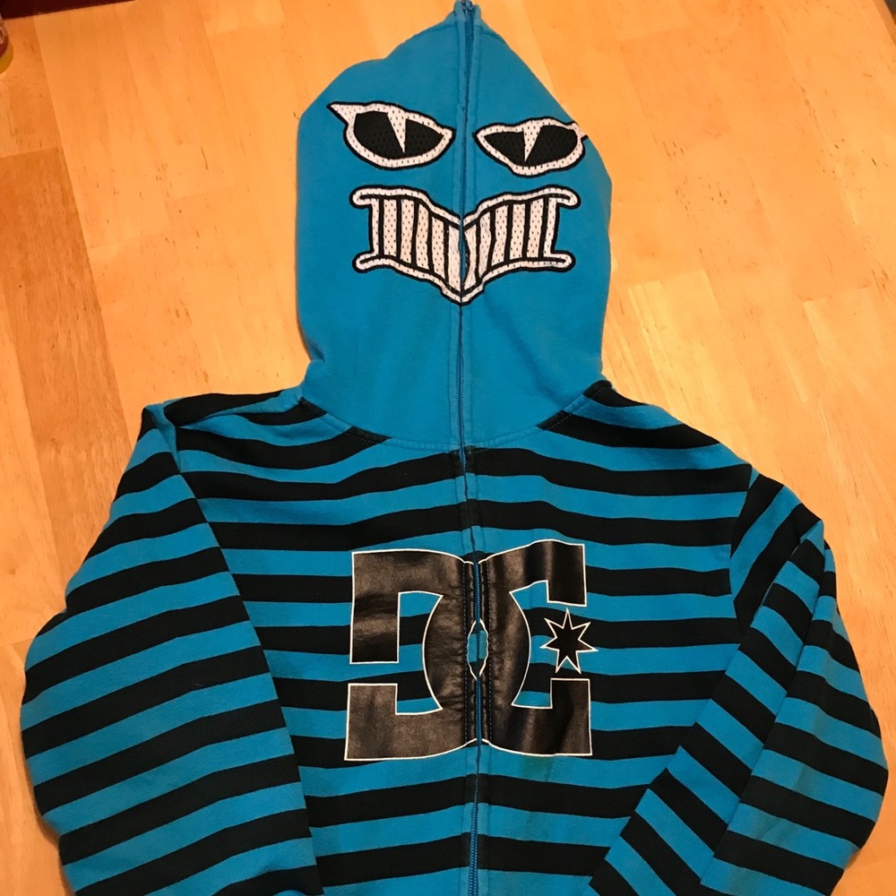 DC zip-up full face hoodie. Boys size M (12/14)